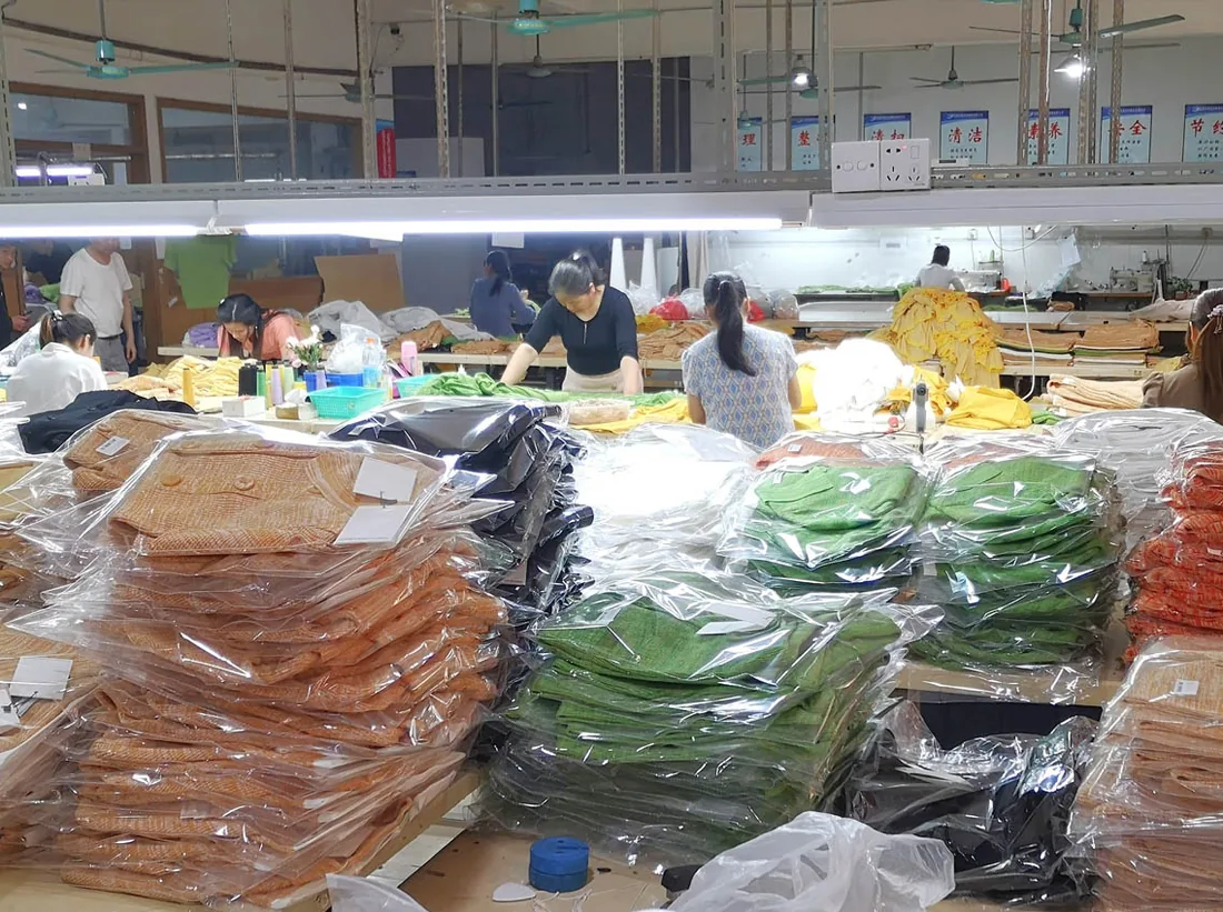 Garment inspection and packing area